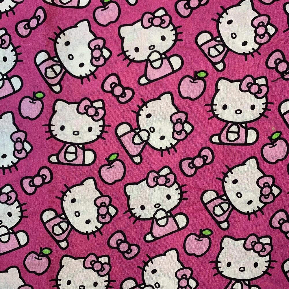 Hello Kitty Sanrio Fat Quarter Cotton Fabric Pink 1603